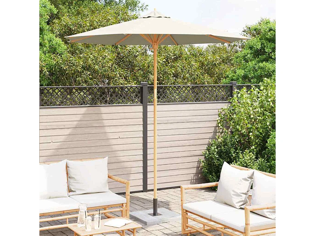 Parasol de jardin-Parasol d'extérieur Blanc crème 240 x 240 x 260 cm Bambou