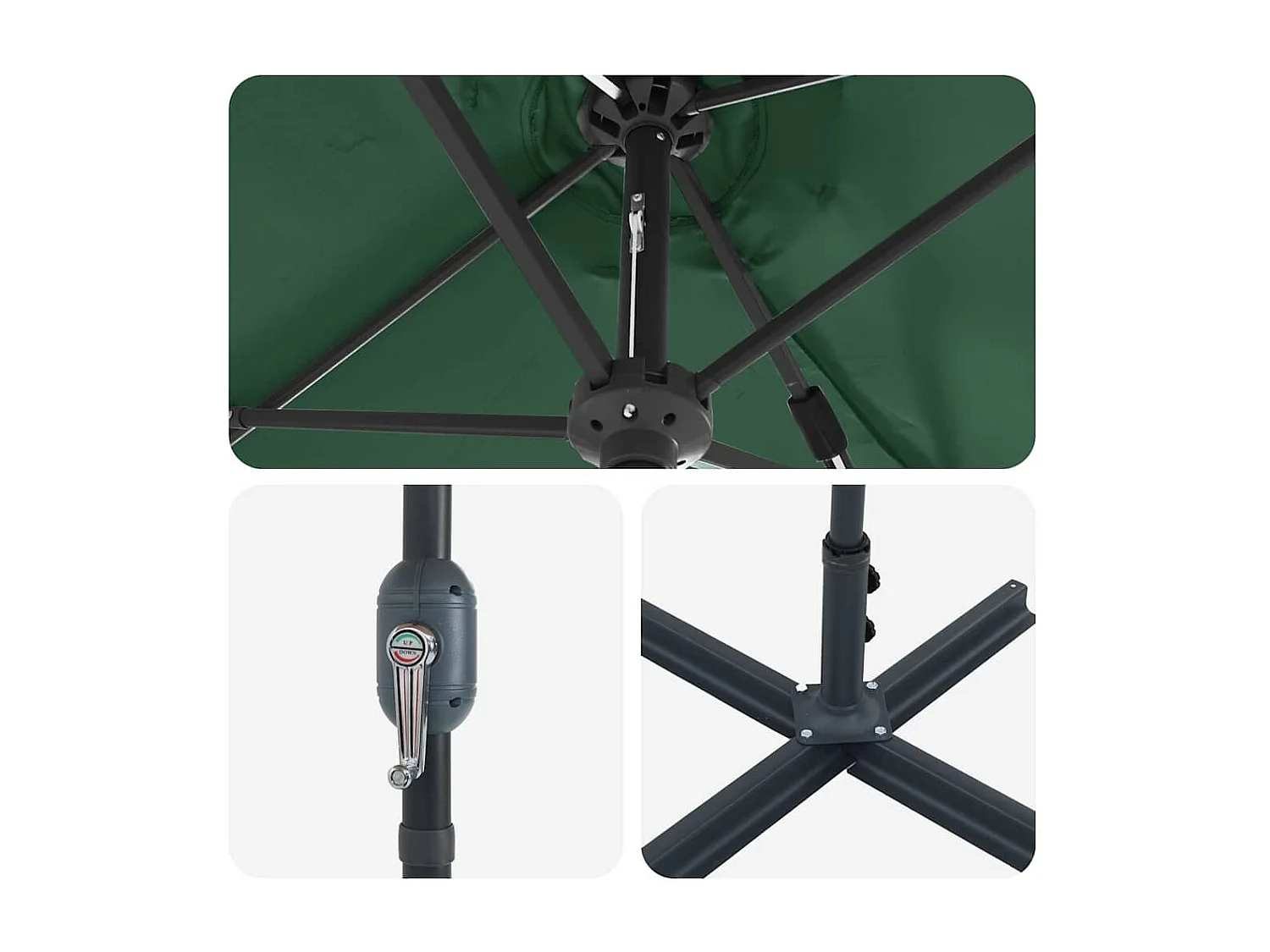 Parasol de jardin-Parasol d'extérieur Vert 370 x 197 x 239 cm