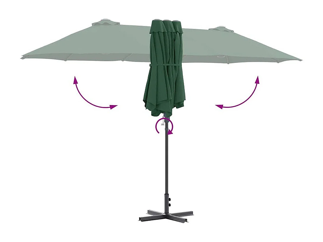 Parasol de jardin-Parasol d'extérieur Vert 370 x 197 x 239 cm