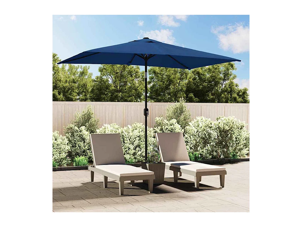 Parasol d'extérieur | Parasol de jardin avec poteau en métal 300x200 cm Azuré