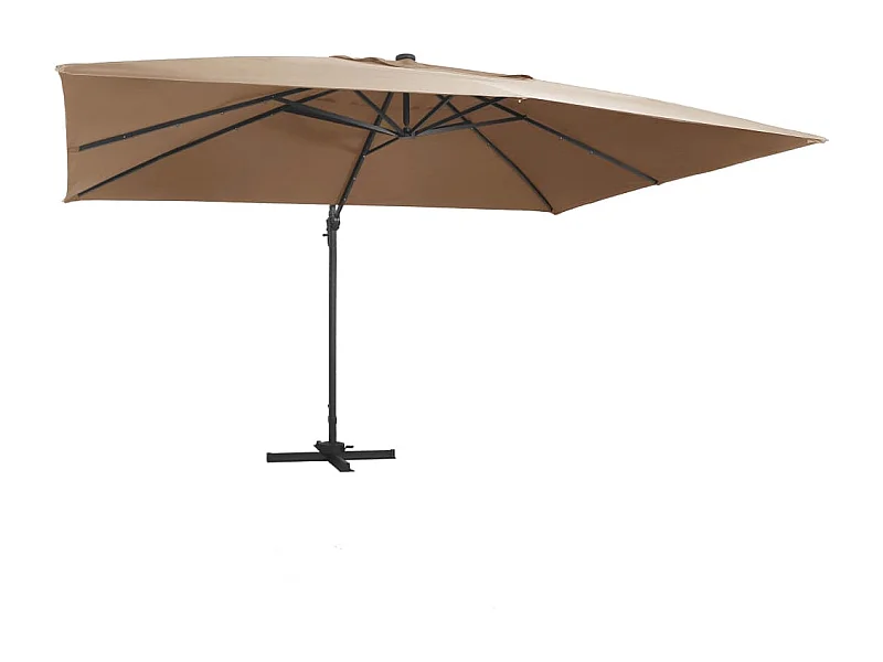 Parasol de jardin-Parasol d'extérieur en porte-à-faux lumières LED mât en aluminium