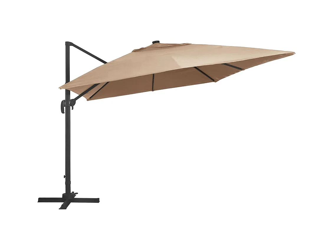 Parasol de jardin-Parasol d'extérieur en porte-à-faux lumières LED mât en aluminium