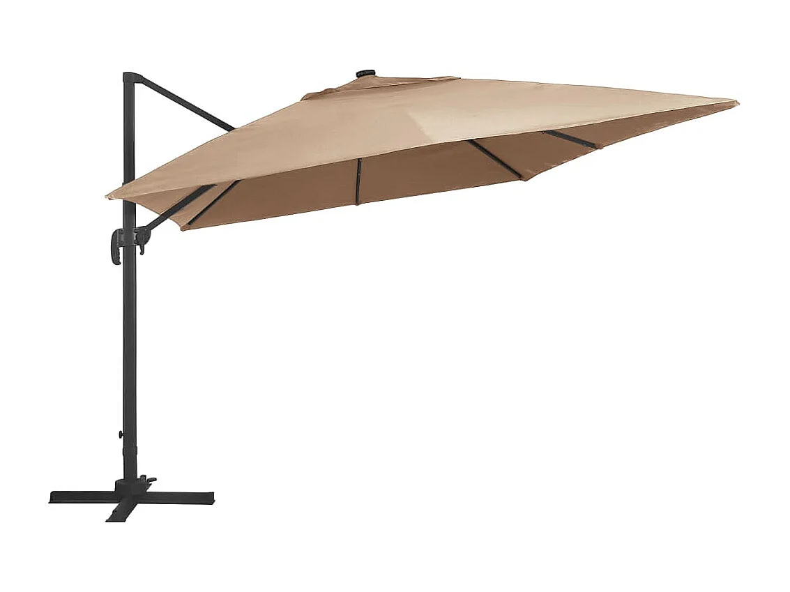 Parasol de jardin-Parasol d'extérieur en porte-à-faux lumières LED mât en aluminium