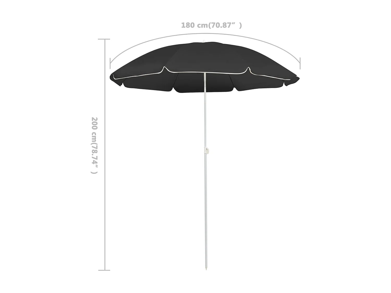Parasol de jardin-Parasol d'extérieur avec mât en acier anthracite 180 cm