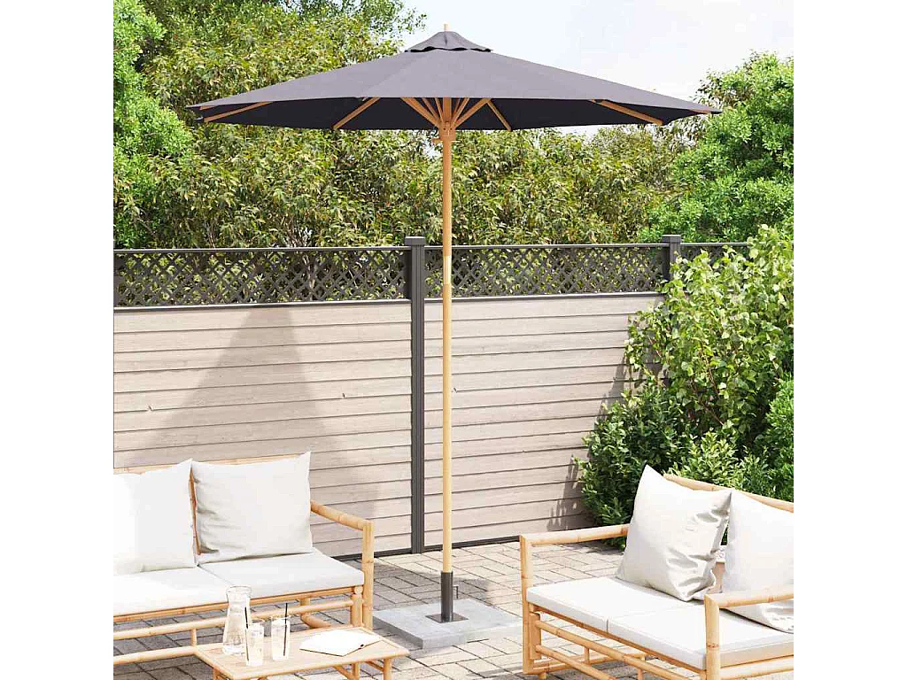 Parasol de jardin-Parasol d'extérieur Gris foncé 240 x 240 x 260 cm Bambou