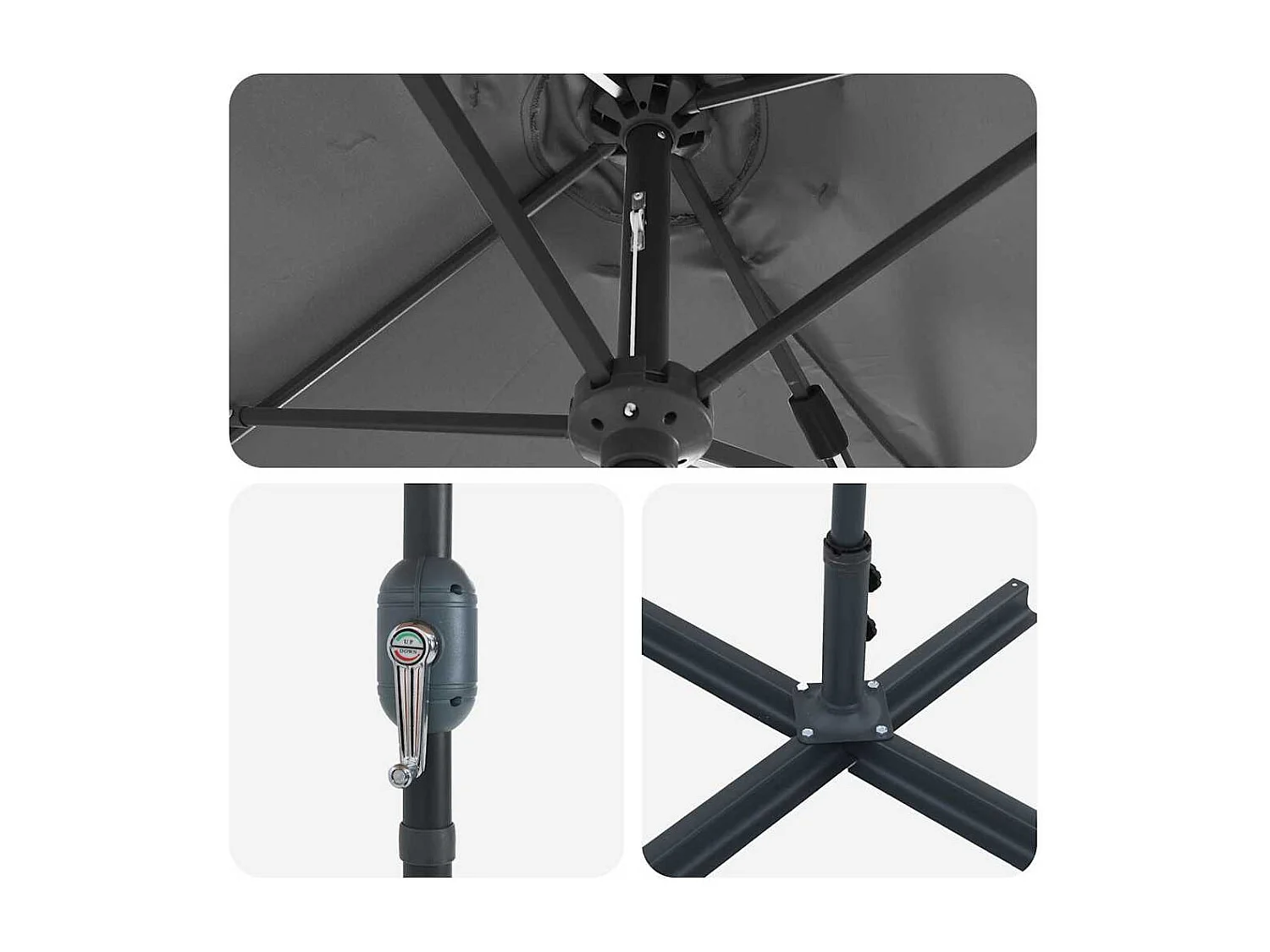 Parasol de jardin Anthracite 370 x 197 x 239 cm