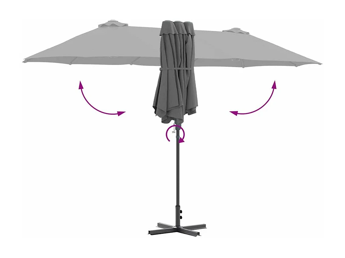 Parasol de jardin Anthracite 370 x 197 x 239 cm