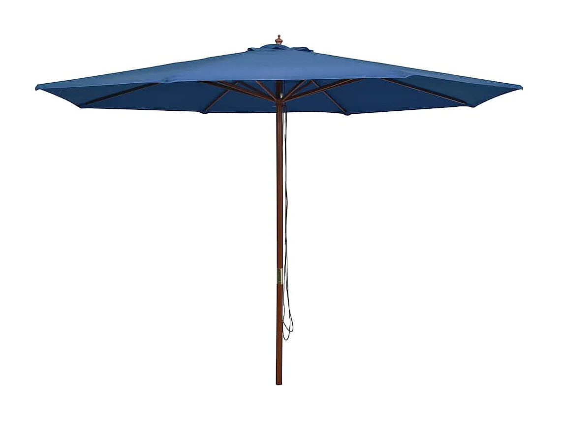 Parasol d'extérieur | Parasol de jardin avec mât en bois 350 cm Bleu