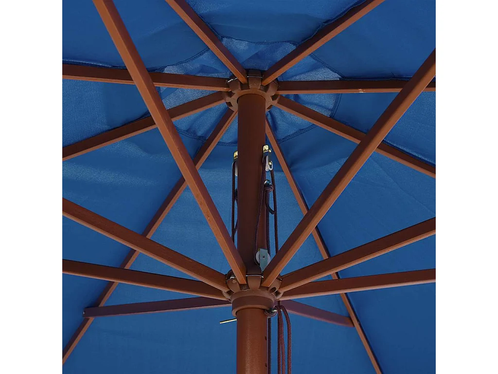 Parasol d'extérieur | Parasol de jardin avec mât en bois 350 cm Bleu