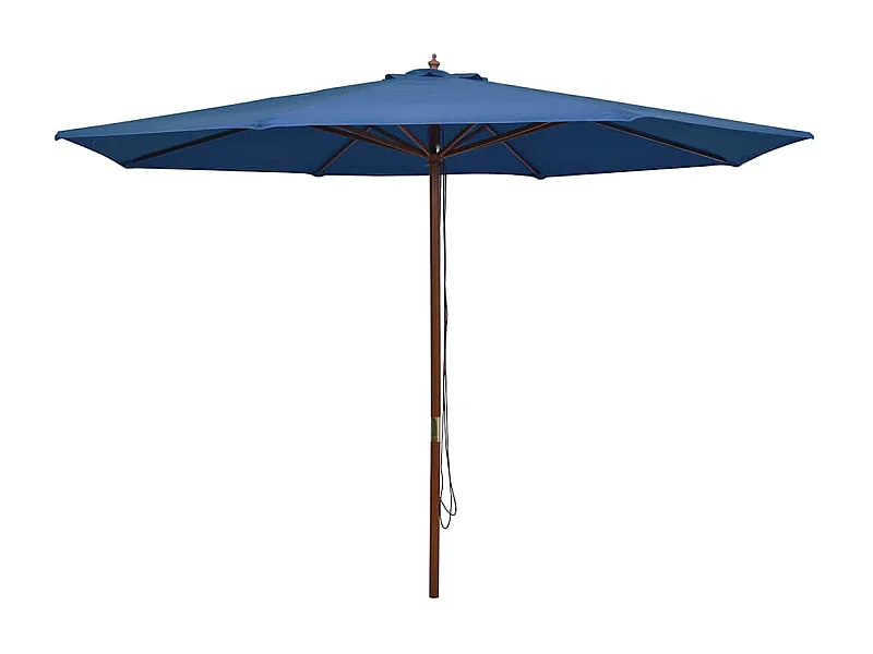 Parasol d'extérieur | Parasol de jardin avec mât en bois 350 cm Bleu