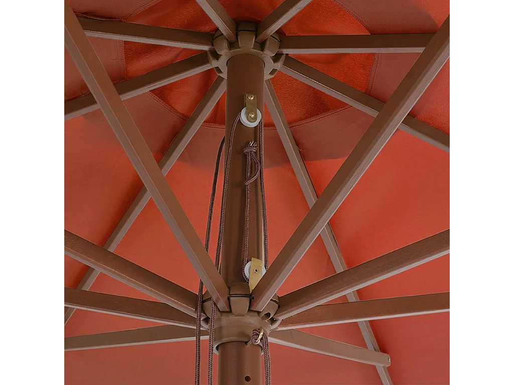 Parasol d'extérieur | Parasol de jardin avec mât en bois 350 cm Terre cuite