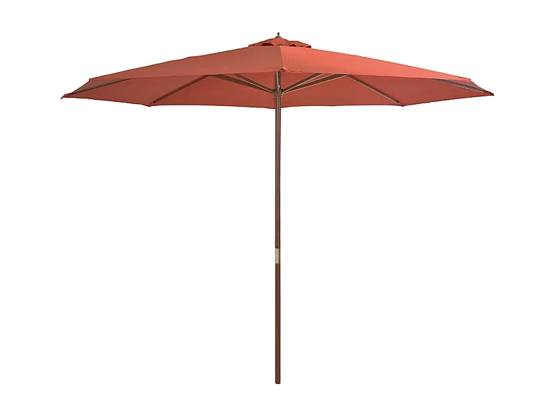 Parasol d'extérieur | Parasol de jardin avec mât en bois 350 cm Terre cuite
