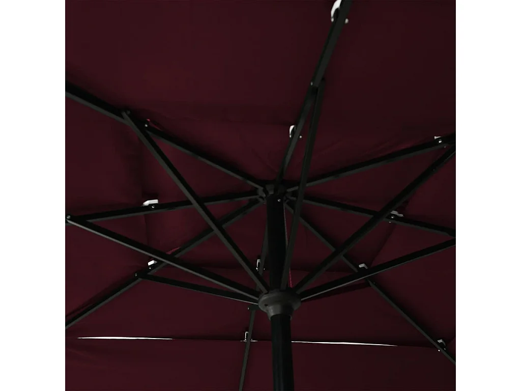Parasol de jardin-Parasol à 3 niveaux  mât en aluminium rouge bordeaux