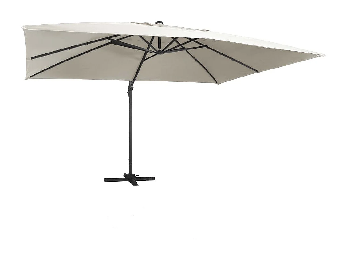 Parasol de jardin-Parasol d'extérieur en porte-à-faux lumières LED mât en aluminium