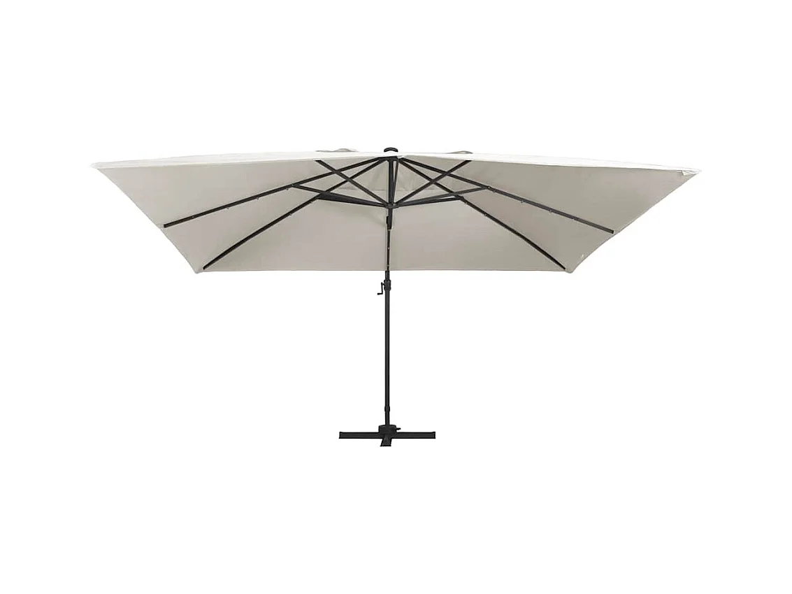 Parasol de jardin-Parasol d'extérieur en porte-à-faux lumières LED mât en aluminium