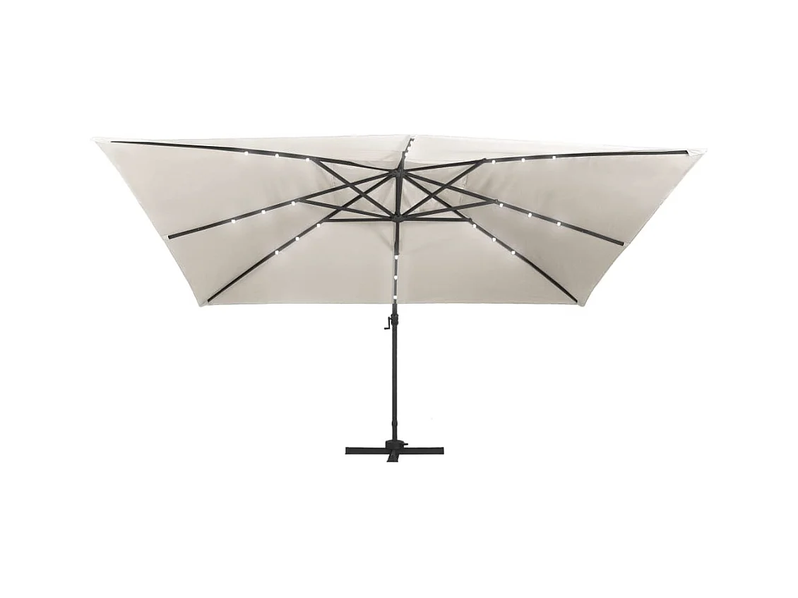 Parasol de jardin-Parasol d'extérieur en porte-à-faux lumières LED mât en aluminium
