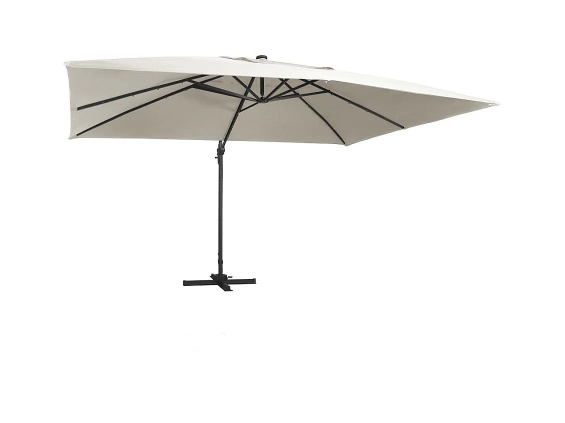 Parasol de jardin-Parasol d'extérieur en porte-à-faux lumières LED mât en aluminium