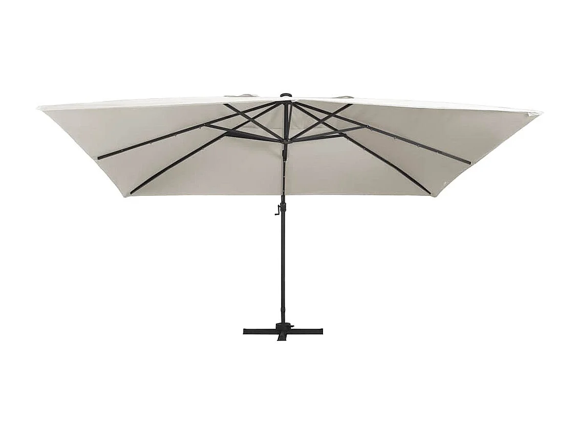 Parasol de jardin-Parasol d'extérieur en porte-à-faux lumières LED mât en aluminium