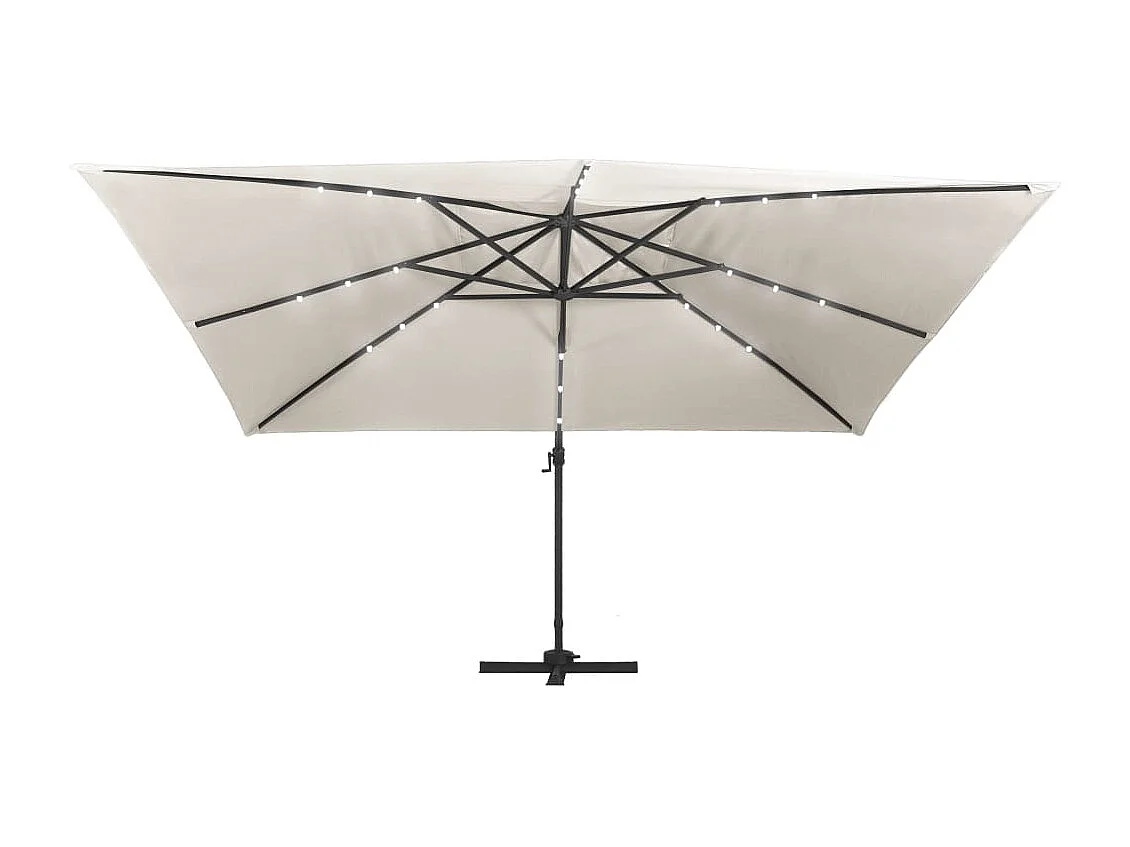 Parasol de jardin-Parasol d'extérieur en porte-à-faux lumières LED mât en aluminium