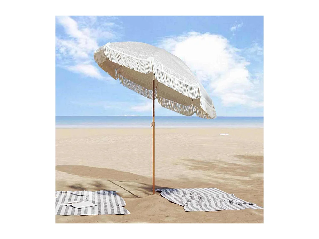 Parasol de jardin-Parasol Gris et blanc Ø 160 x 195 cm Acier