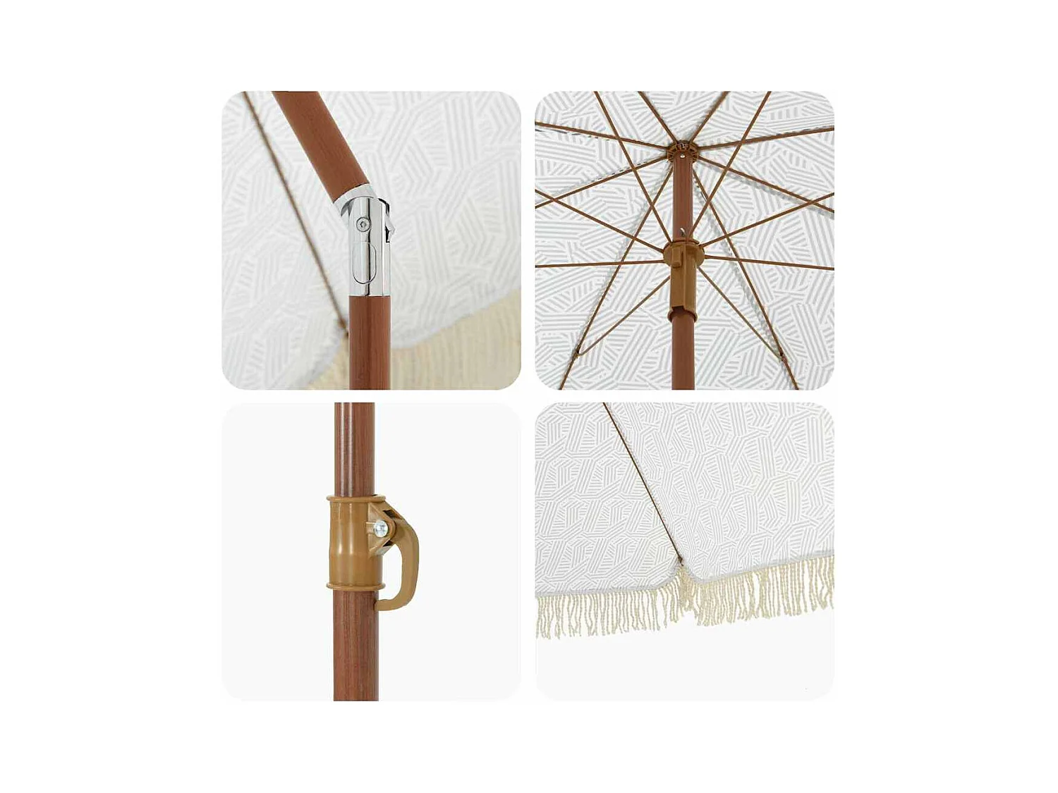 Parasol de jardin-Parasol Gris et blanc Ø 160 x 195 cm Acier