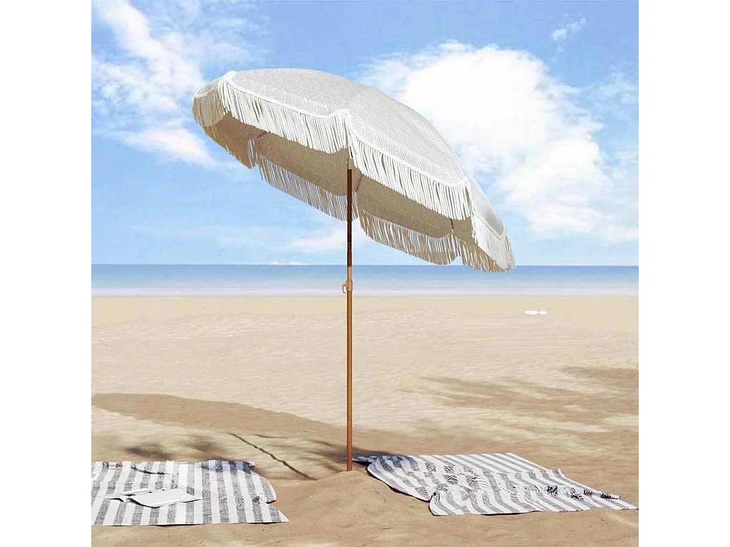 Parasol de jardin-Parasol Gris et blanc Ø 160 x 195 cm Acier
