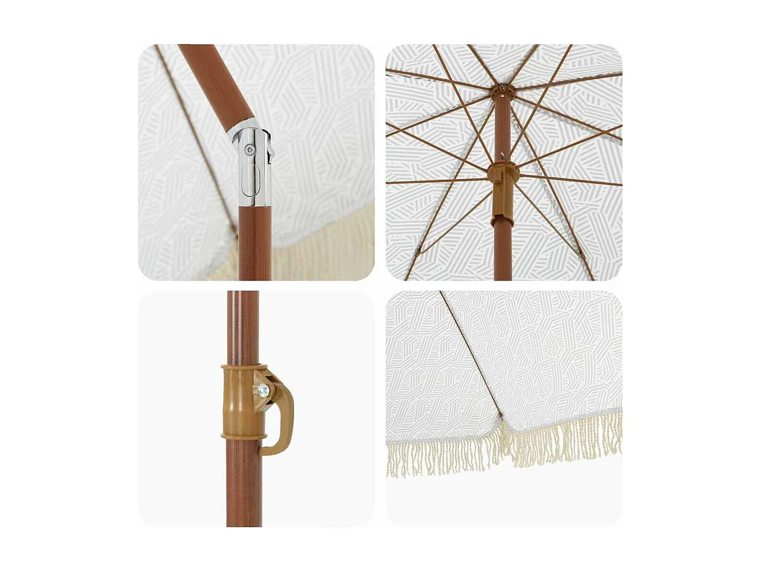 Parasol de jardin-Parasol Gris et blanc Ø 160 x 195 cm Acier