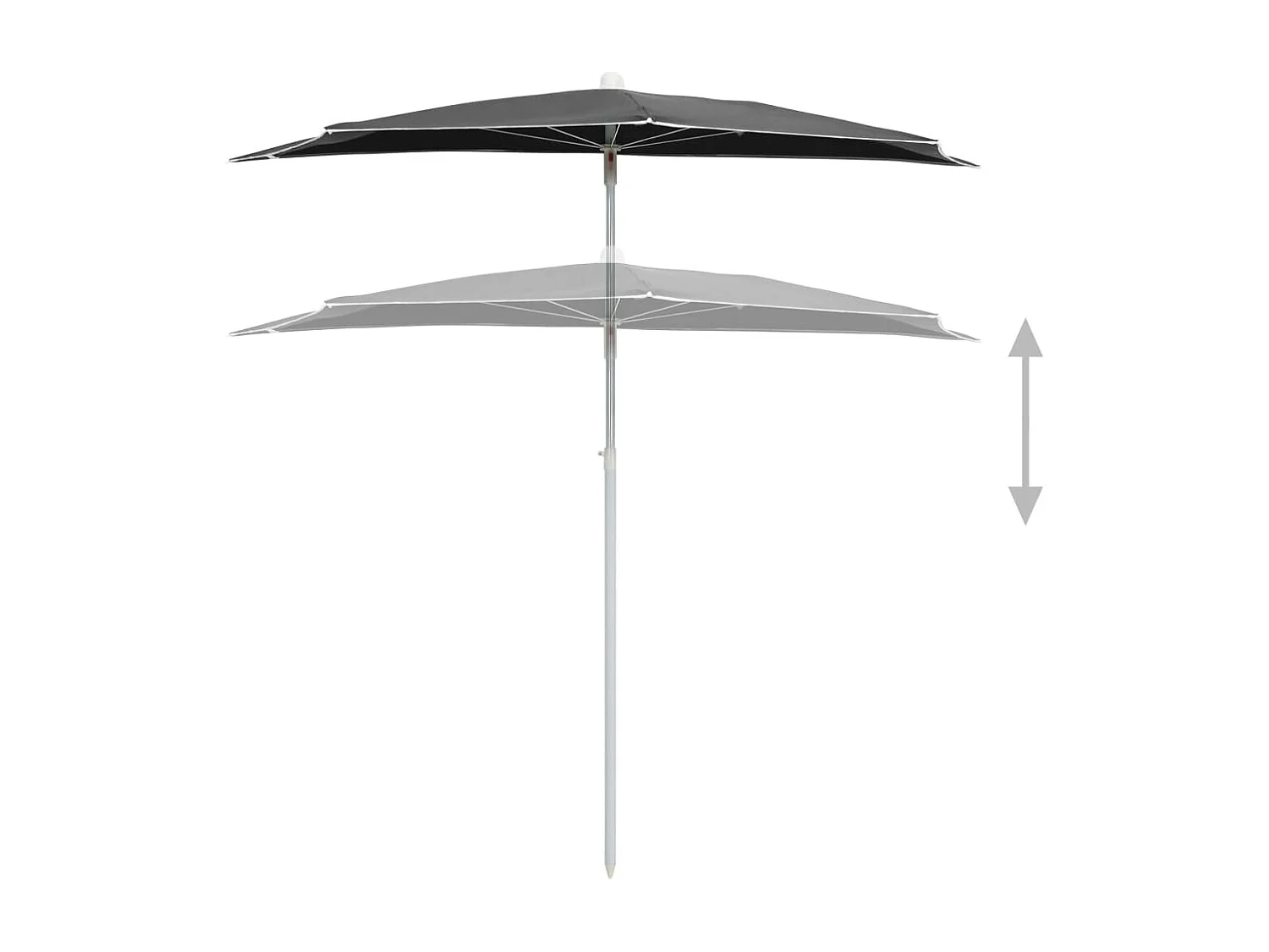 Demi-parasol de jardin avec mât 180x90 cm anthracite