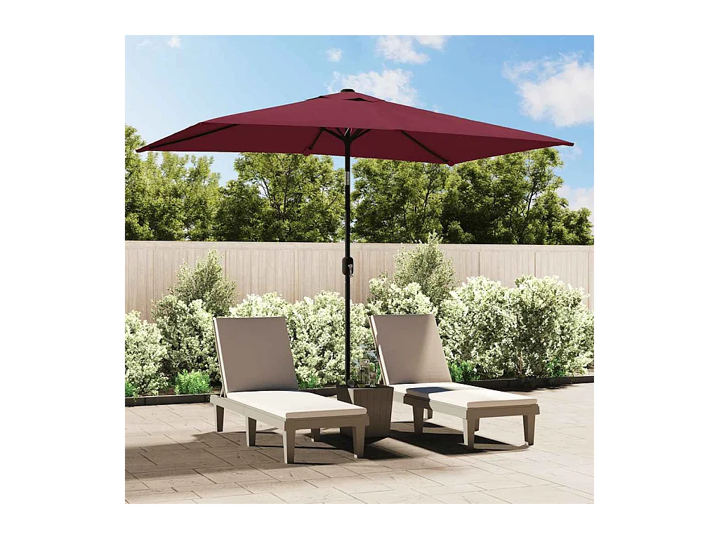 Parasol d'extérieur | Parasol de jardin avec mât en métal 300x200 cm rouge bordeaux