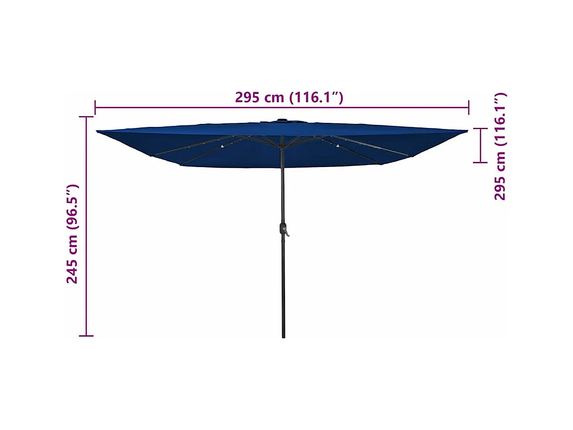 Parasol de jardin-Parasol d'extérieur Bleu et Noir 295 x 295 x 245 cm