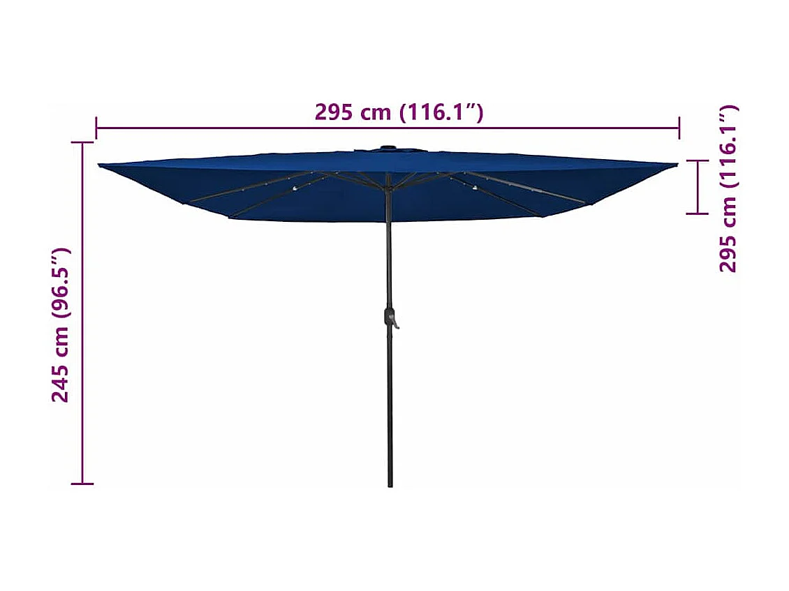 Parasol de jardin-Parasol d'extérieur Bleu et Noir 295 x 295 x 245 cm