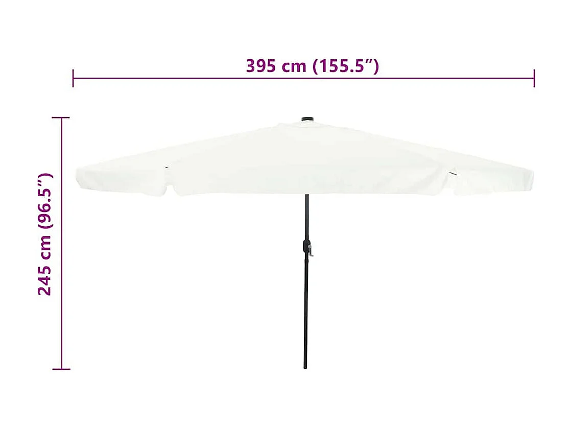 Parasol de jardin-Parasol d'extérieur Blanc et Noir 395 x 395 x 245 cm