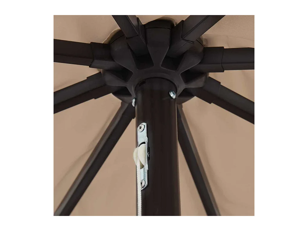 Parasol de jardin-Parasol d'extérieur Taupe et Noir 395 x 395 x 245 cm
