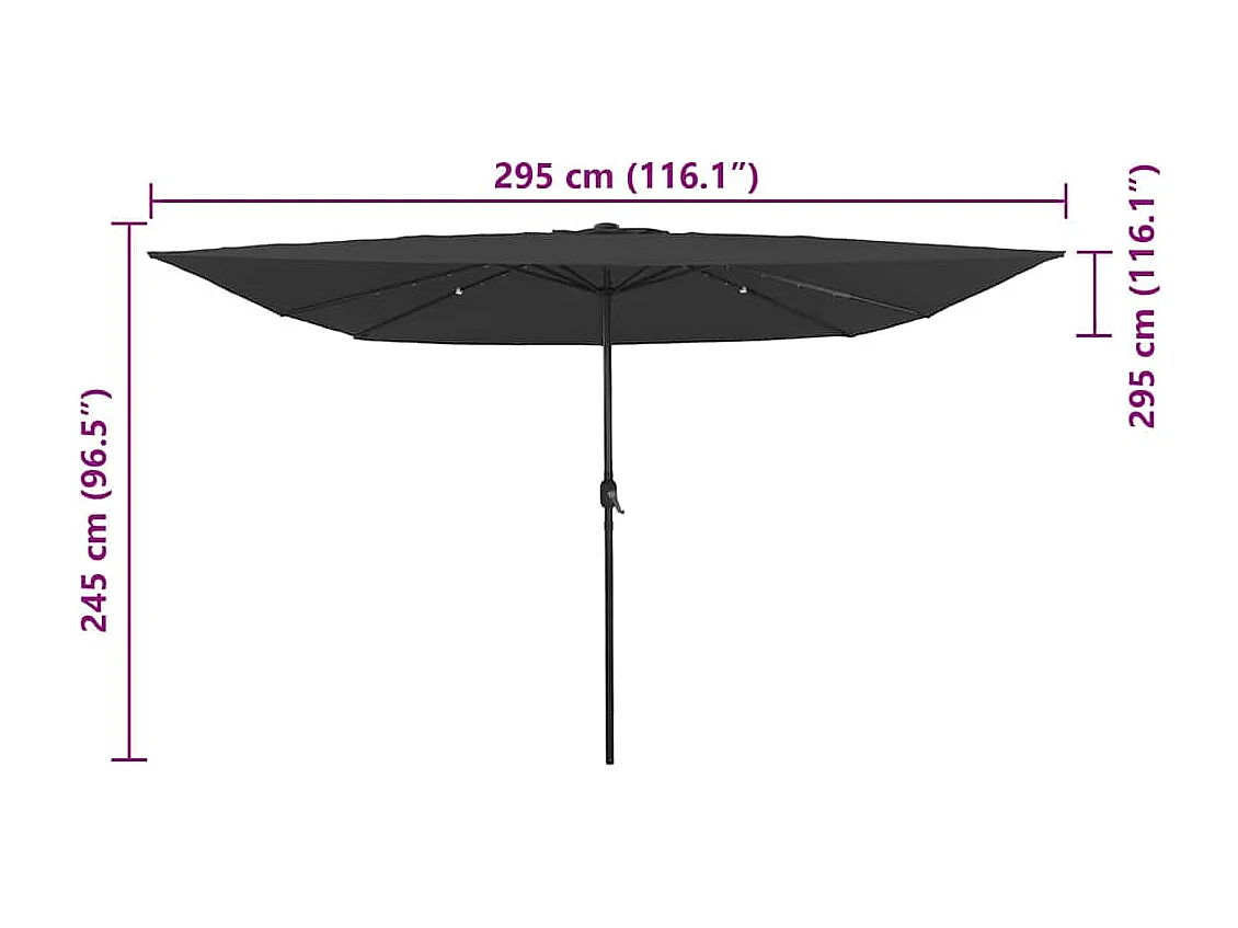 Parasol de jardin Anthracite et noir 295 x 295 x 245 cm