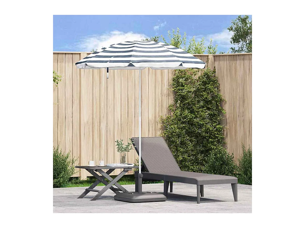 Parasol de plage | Ombrelle de plage Bleu et blanc 161 x 193 cm Polyester