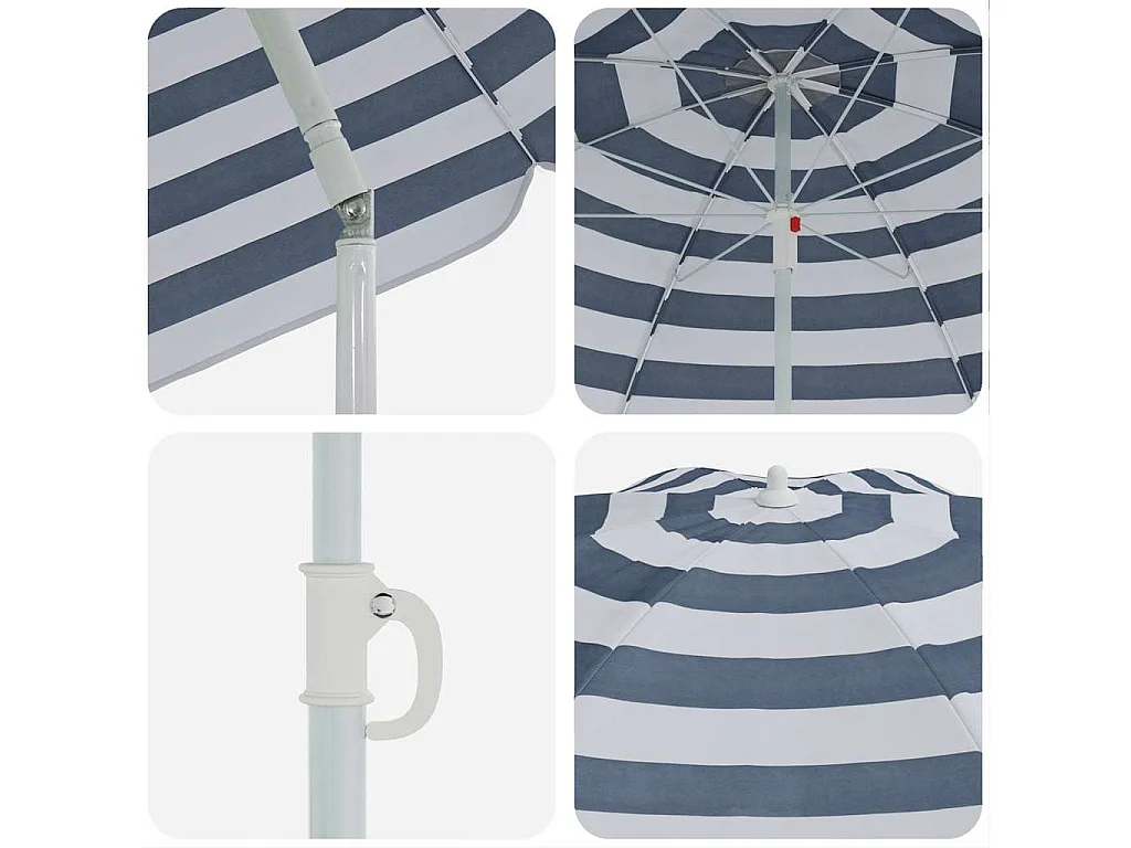 Parasol de plage | Ombrelle de plage Bleu et blanc 161 x 193 cm Polyester
