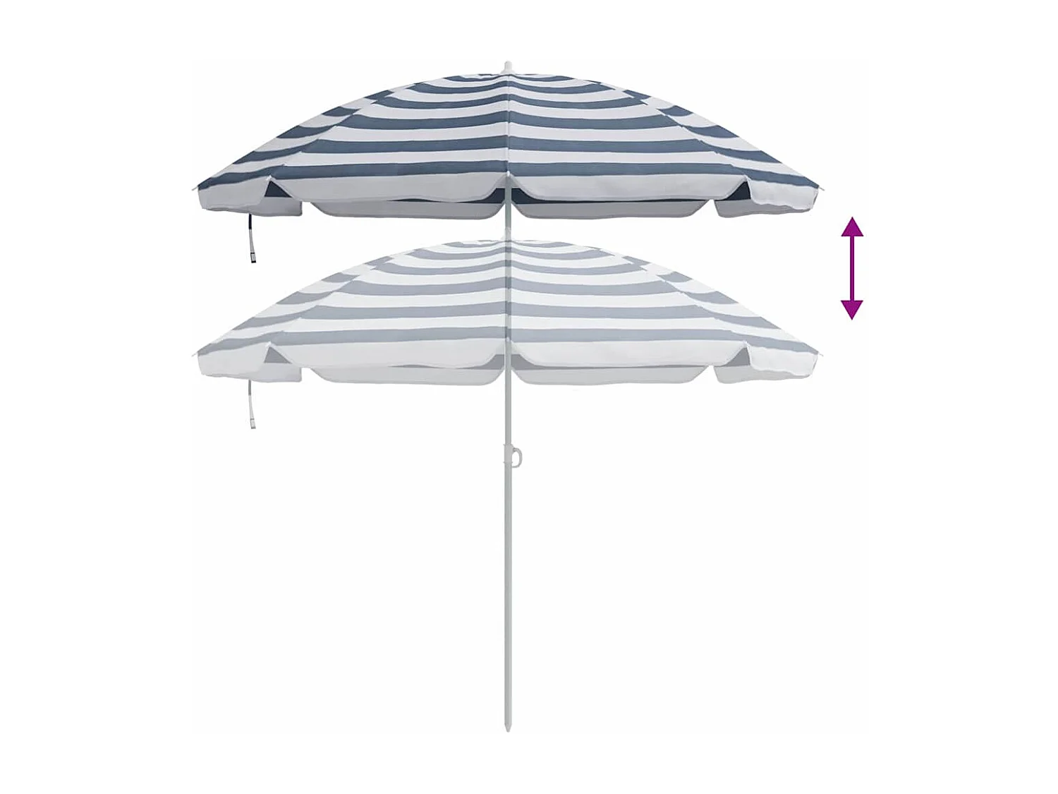 Parasol de plage | Ombrelle de plage Bleu et blanc 161 x 193 cm Polyester
