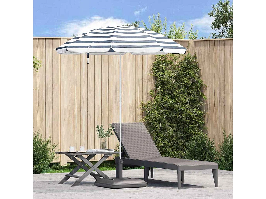 Parasol de plage | Ombrelle de plage Bleu et blanc 161 x 193 cm Polyester