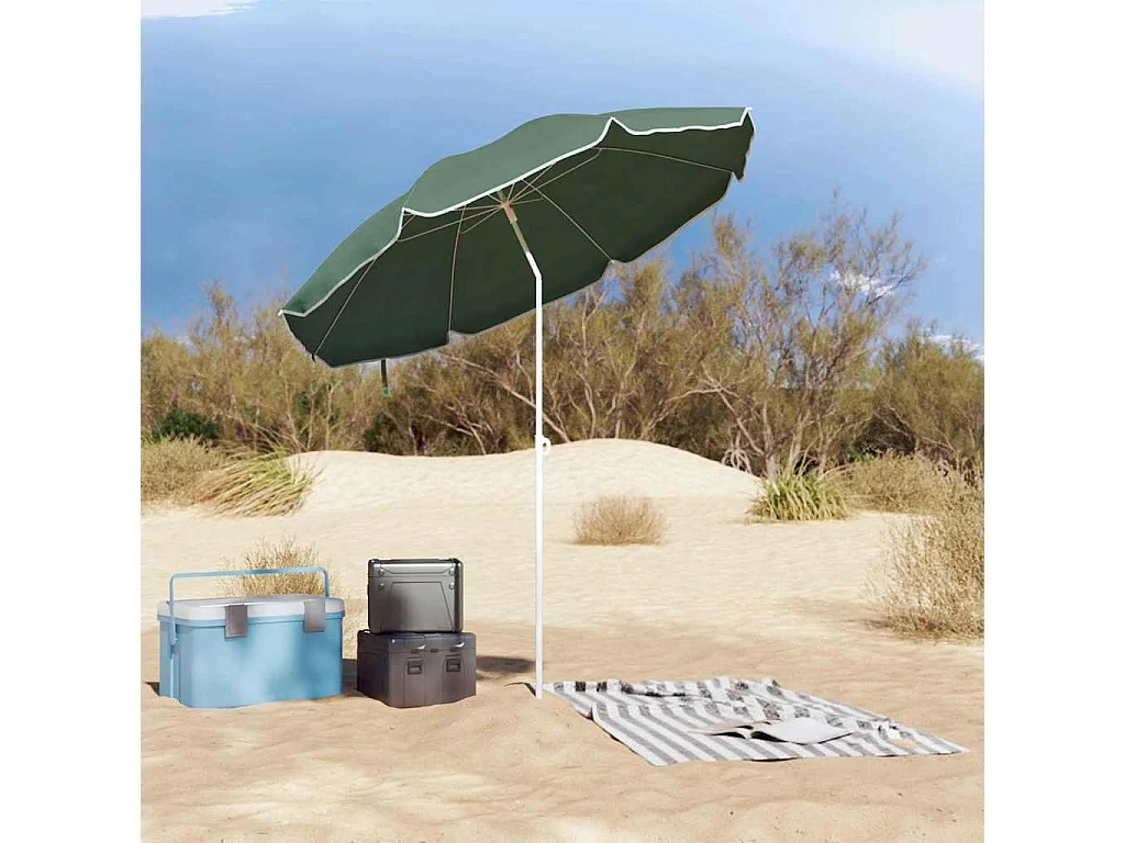 Parasol de plage | Ombrelle de plage Vert 161 x 193 cm Polyester