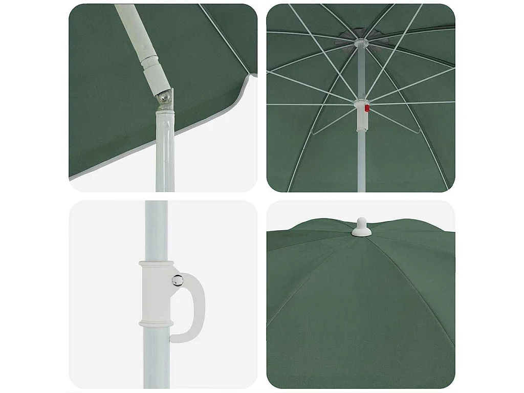 Parasol de plage | Ombrelle de plage Vert 161 x 193 cm Polyester