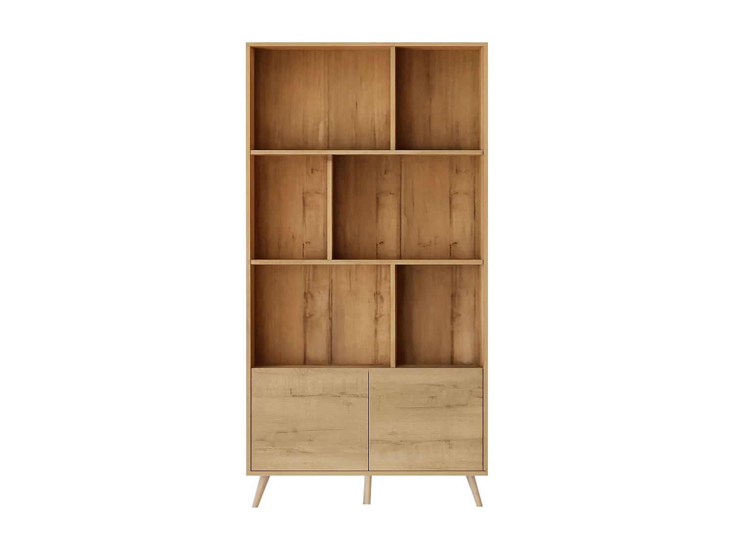 Librería Oslo 2 Puertas 6 Estantes Patas Roble Gold 100x180x30 cm