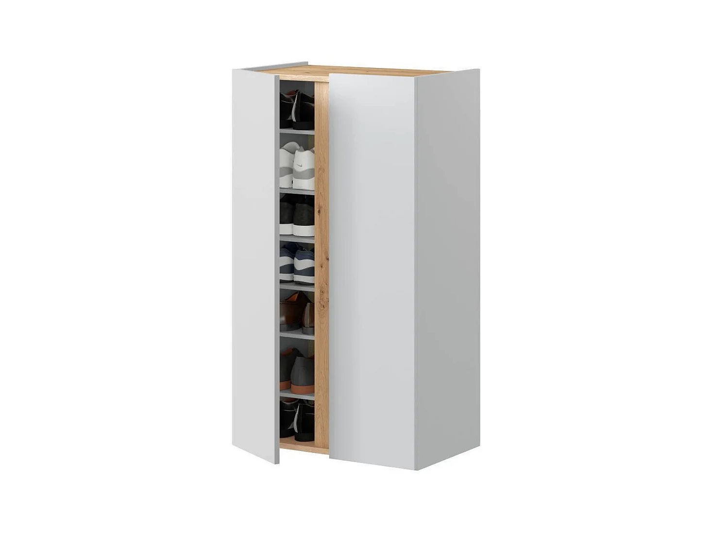 Meuble à chaussures nordique couloir chêne Nodi blanc Artik 57 cm