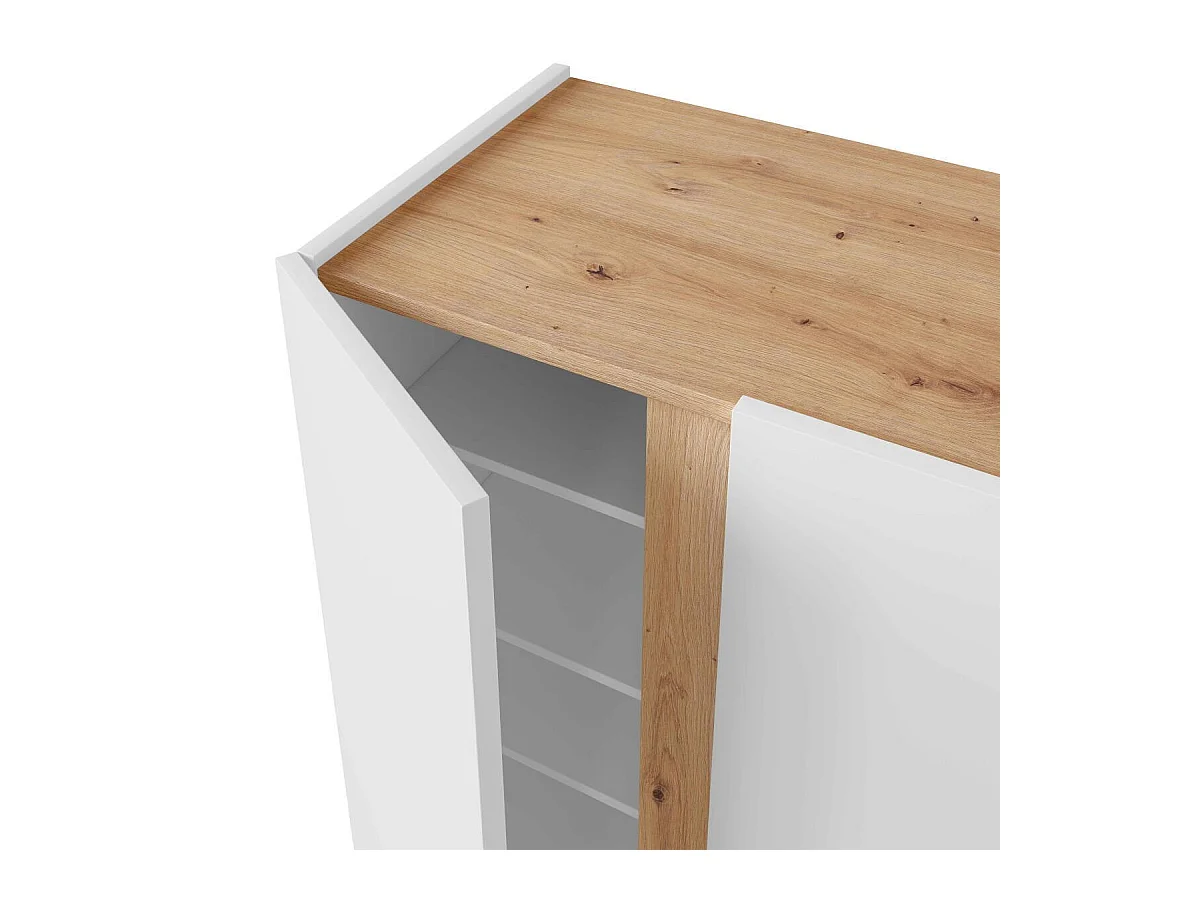 Meuble à chaussures nordique couloir chêne Nodi blanc Artik 57 cm