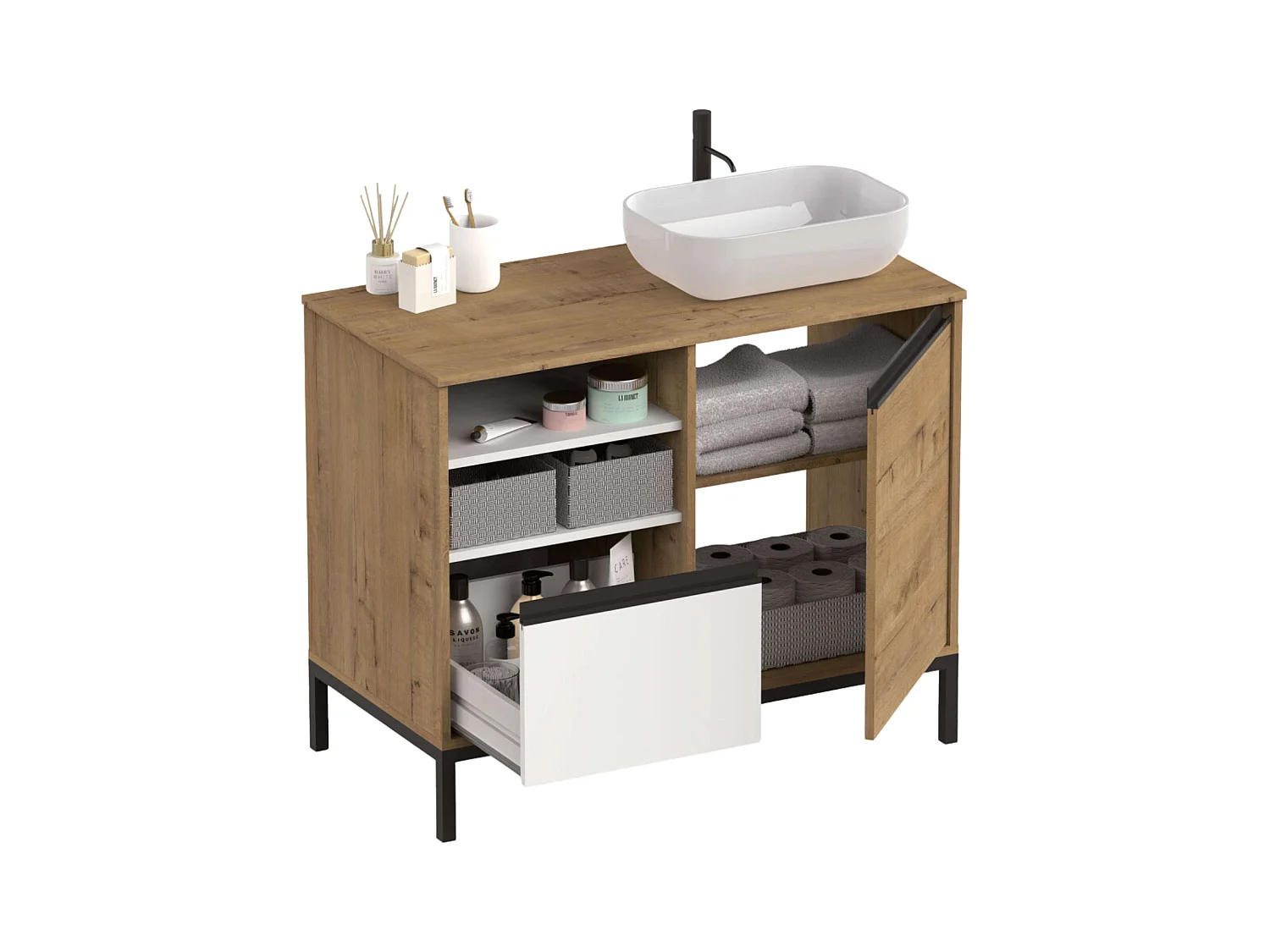 Lavamanos Cerámico Baño Rectangular Redondeado 46x32 cm