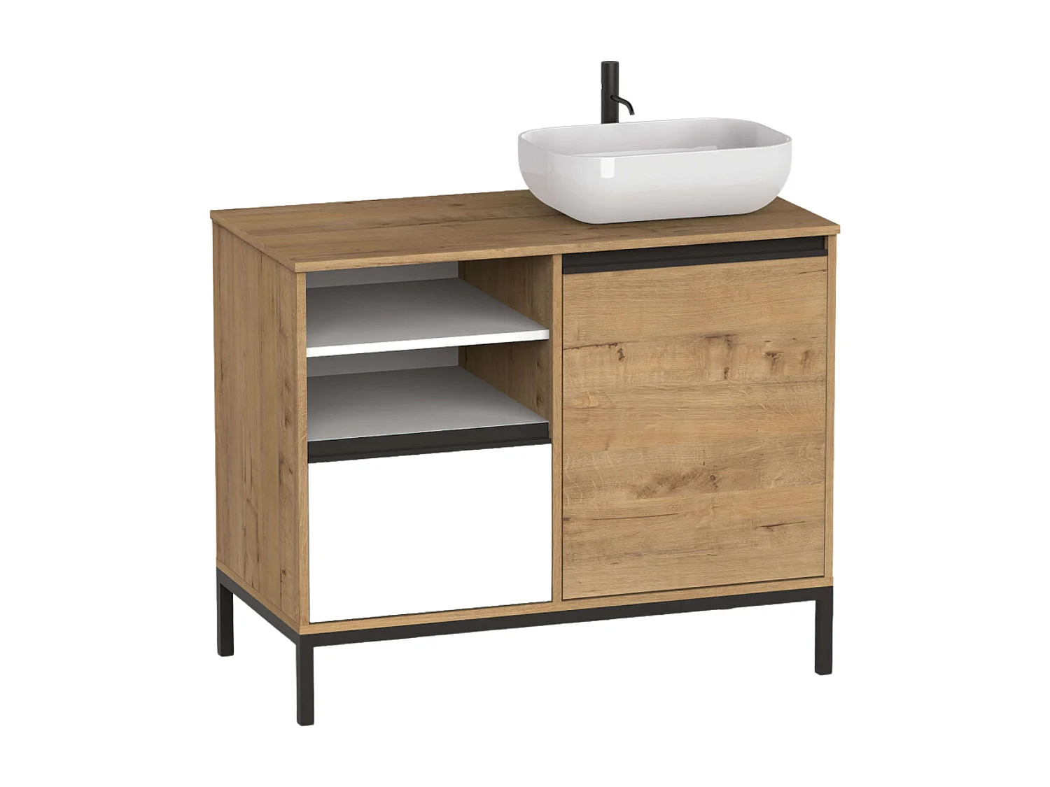 Lavamanos Cerámico Baño Rectangular Redondeado 46x32 cm