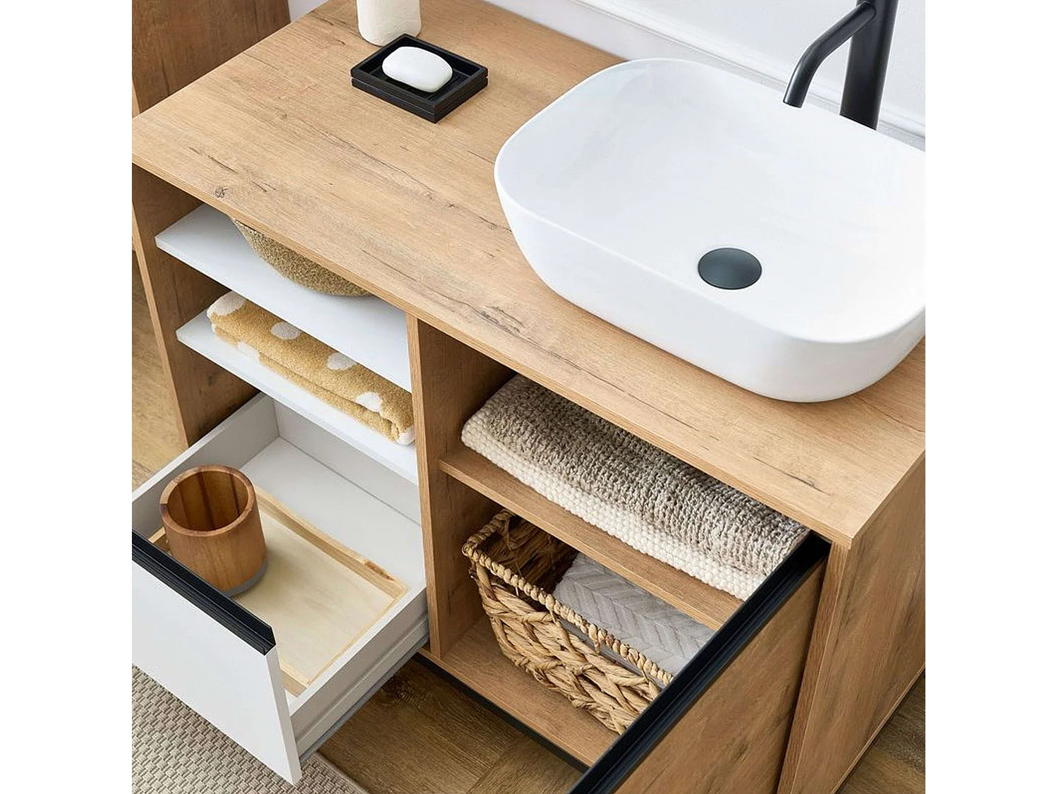 Lavamanos Cerámico Baño Rectangular Redondeado 46x32 cm