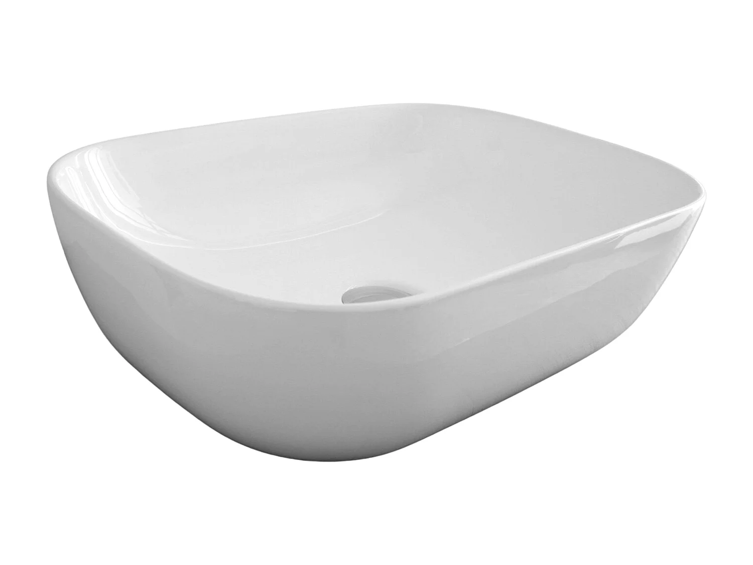 Pia de banheiro de cerâmica retangular arredondada 46x32 cm