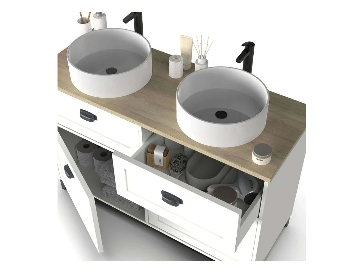 Lavabo Cilíndrico Mueble Baño Cerámica 36 cm Blanco