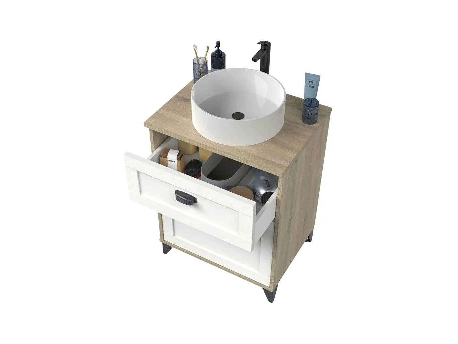 Lavabo Cilíndrico Mueble Baño Cerámica 36 cm Blanco