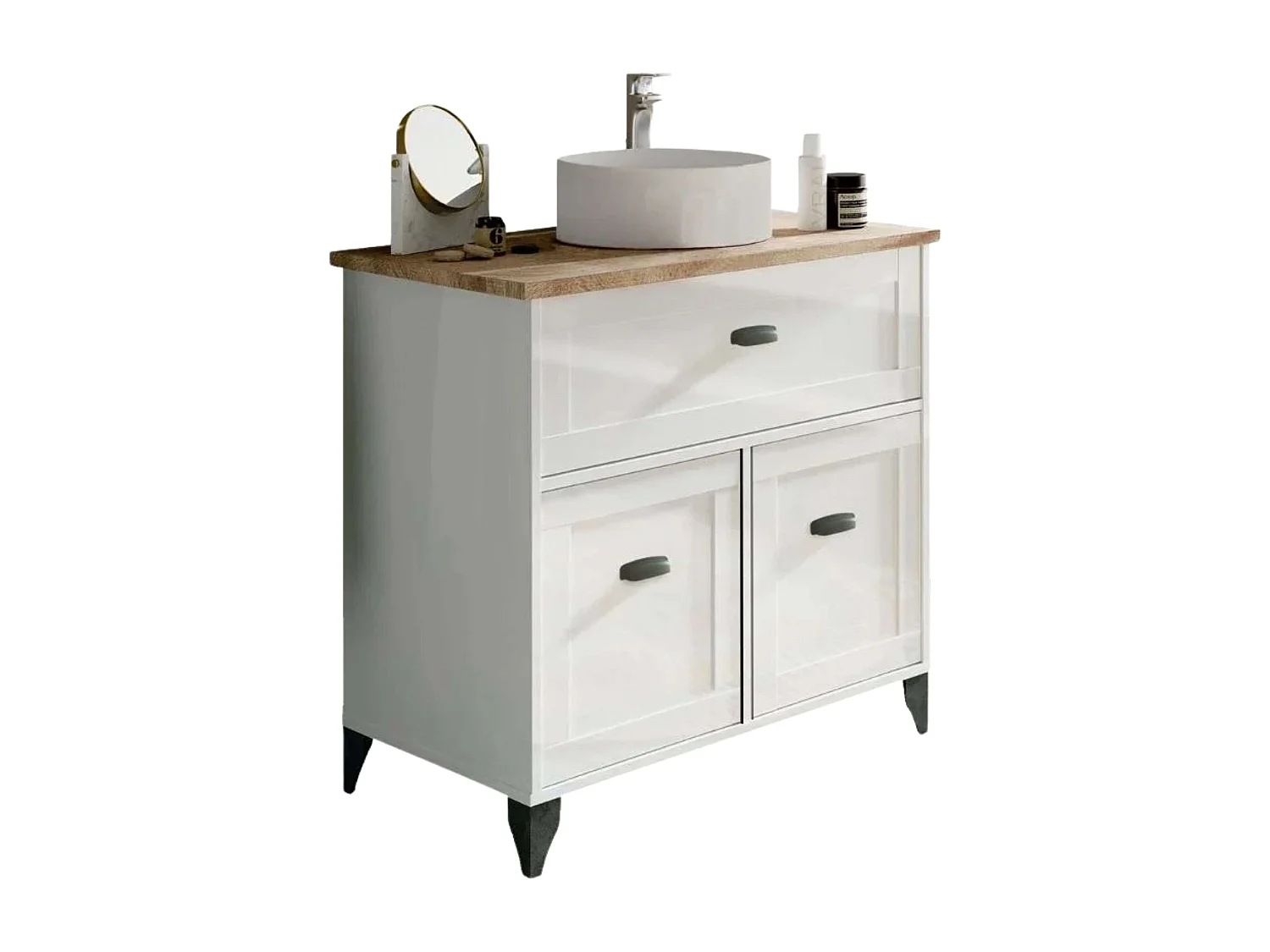 Lavabo Cilíndrico Mueble Baño Cerámica 36 cm Blanco